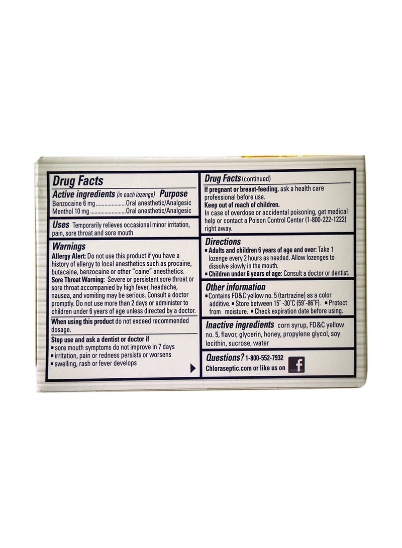 كلوراسبتيك أقراص لتخفيف آلام الحلق من 18 قطعة - بنكهة عسل الليمون مع العسل الحقيقي - Image 2