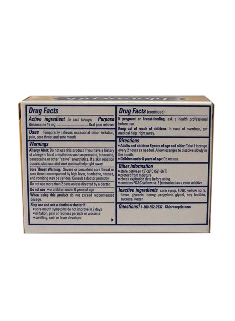 Chloraseptic 18-Piece Sore Throat Lozenges LC - Honey Lemon - Image 2