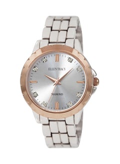 ELLEN TRACY Women's Stainless Steel Analog Wrist Watch FET 5301 SL - 28 mm - Silver 