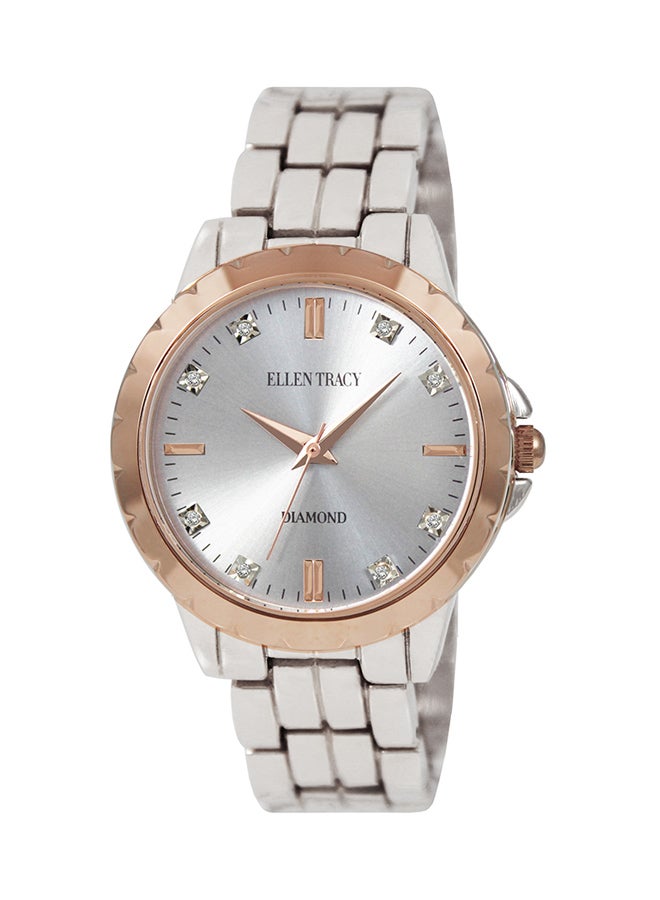 إيلين تريسي ساعة يد بعقارب وسوار من الإستانلس ستيل طراز FET 5301 SL - مقاس 28 مم - لون فضي للنساء