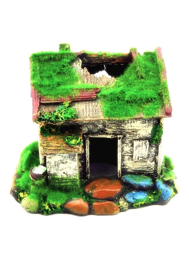 Generic Artificial Moss House Shaped Aquarium Ornament Green/Brown/Beige 17x9x14cm - Image 2