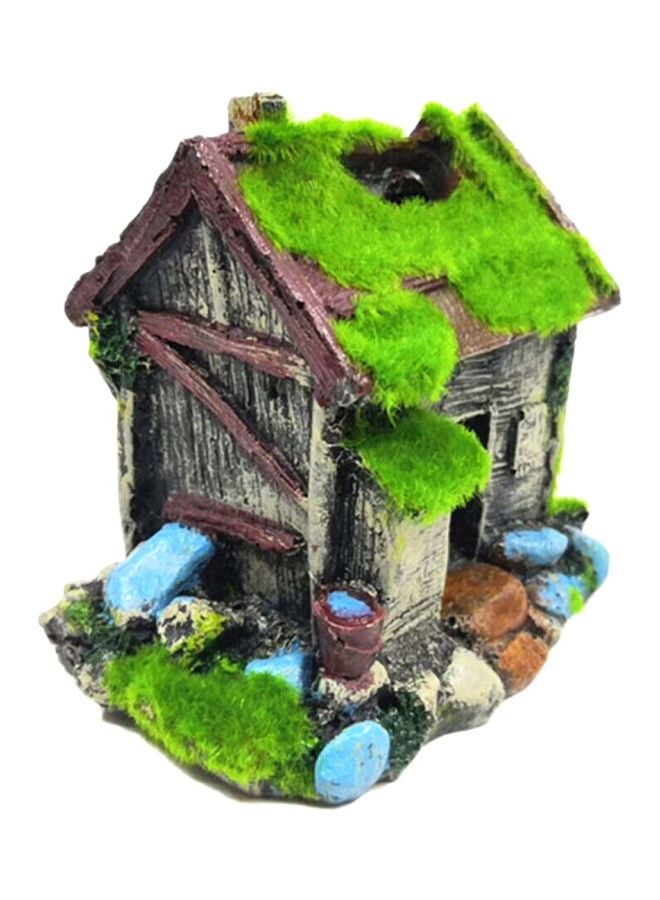 Generic Artificial Moss House Shaped Aquarium Ornament Green/Brown/Beige 17x9x14cm - Image 3