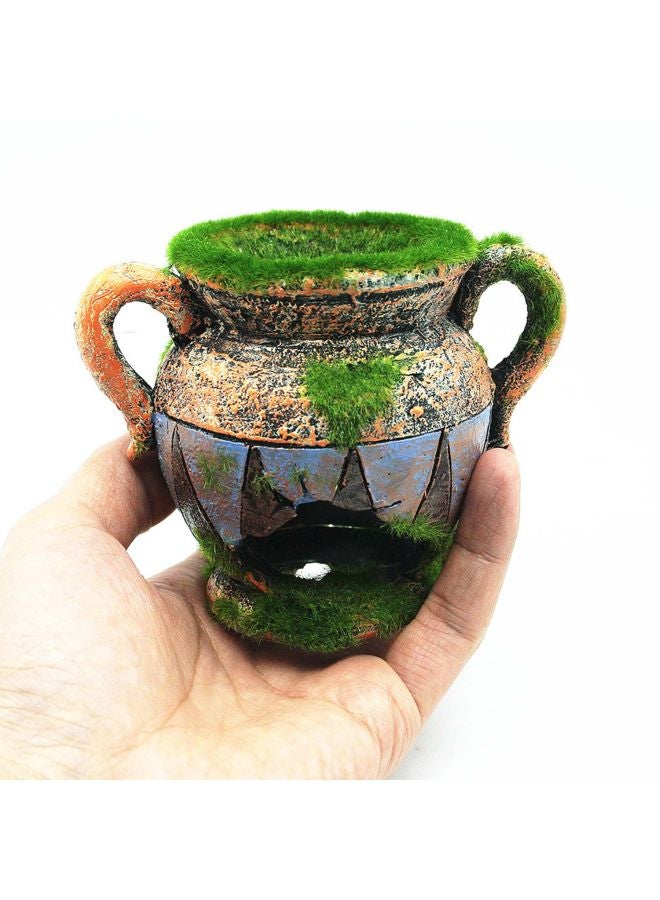 Generic Artificial Moss Flower Pot Shaped Aquarium Ornament Green/Blue/Brown 15x10x15cm - Image 2