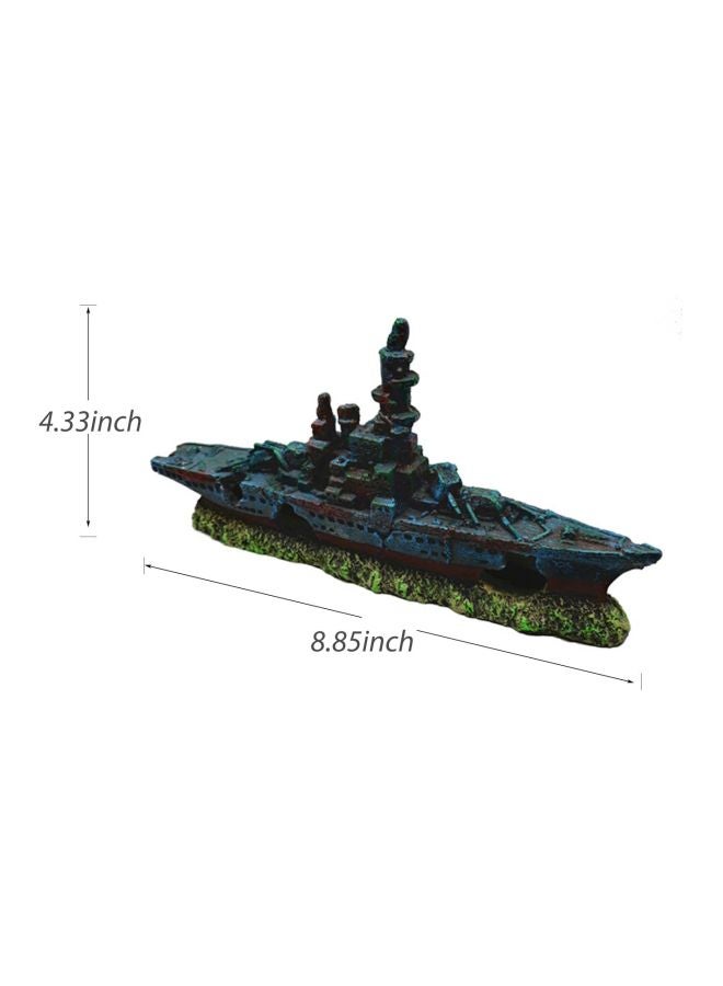 Generic Boat Ship Shaped Aquarium Ornament Blue/Brown/Green 8.85x4.33inch  - Image 2