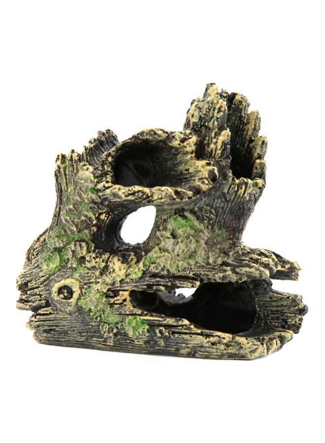 Generic Wood Trunk Themed Aquarium Ornament Beige/Black/Green 7.87x6.69inch  - Image 1