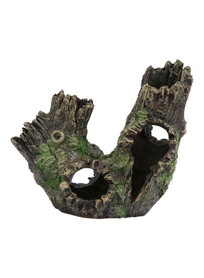 Generic - Wood Trunk Themed Aquarium Ornament Beige/Black/Green 13x9x11cm - Image 1
