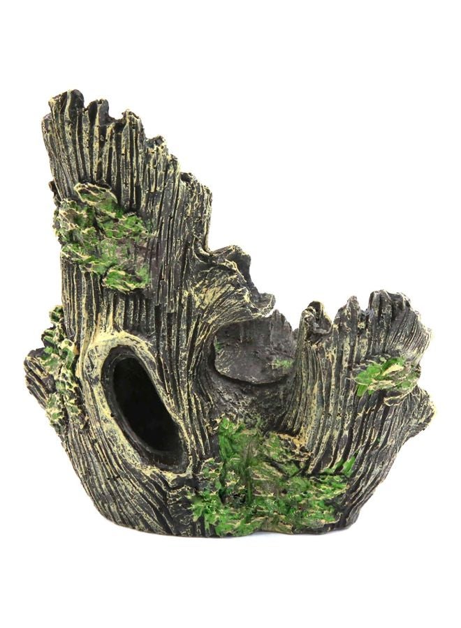 Generic Wood Trunk Themed Aquarium Ornament Beige/Black/Green 16x7x15cm - Image 1