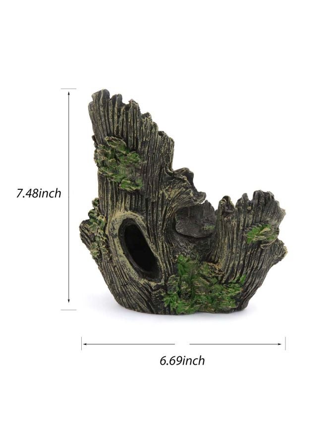 Generic Wood Trunk Themed Aquarium Ornament Beige/Black/Green 16x7x15cm - Image 2