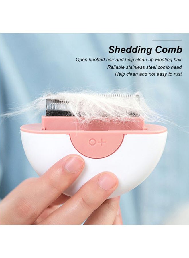 2-In-1 Shedding Massage Comb And Grooming Brush White/Pink 22.5x3.1x14.5cm - Image 3