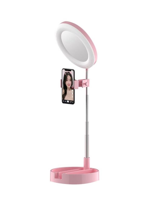 Multipurpose Tripod Desk Lamp With Phone Holder Pink/White/Silver 18x18x7cm