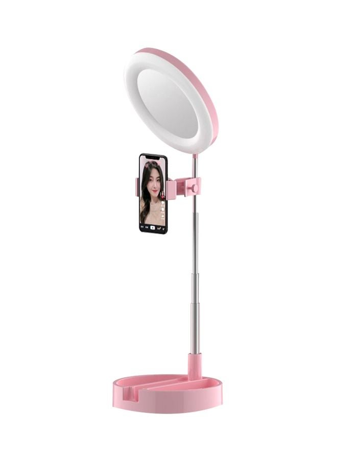 Multipurpose Tripod Desk Lamp With Phone Holder Pink/White/Silver 18x18x7cm