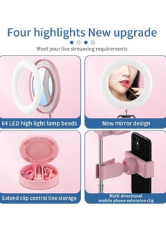 Generic Multipurpose Tripod Desk Lamp With Phone Holder Pink/White/Silver 18x18x7cm  - Image 3