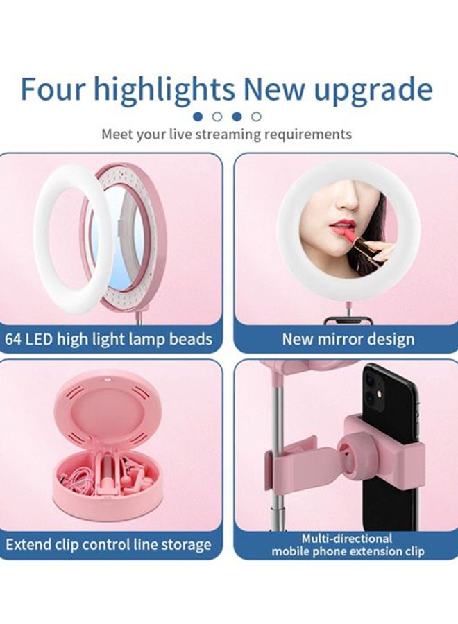 Multipurpose Tripod Desk Lamp With Phone Holder Pink/White/Silver 18x18x7cm