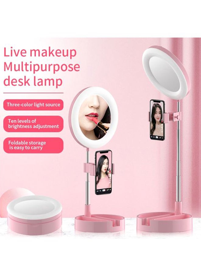 Multipurpose Tripod Desk Lamp With Phone Holder Pink/White/Silver 18x18x7cm