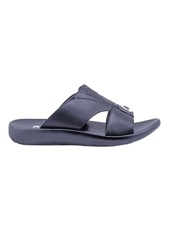 barjeel uno - Logo Embellished Arabic Sandals Black - Image 1