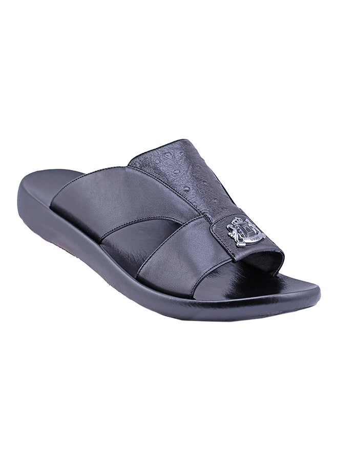 barjeel uno - Logo Embellished Arabic Sandals Black - Image 1