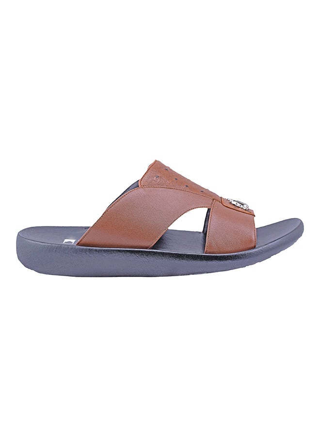 barjeel uno - Logo Embellished Arabic Sandals Brown - Image 1