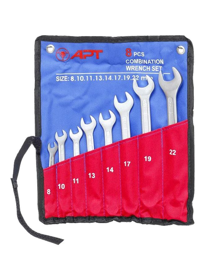 Apt 8-Piece Double Open End Wrench Set Silver - Image 1