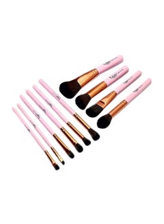 10-Piece Makeup Brush With Cup Holder Set Pink/Gold/Brown - v1597236633/N39681862A_1