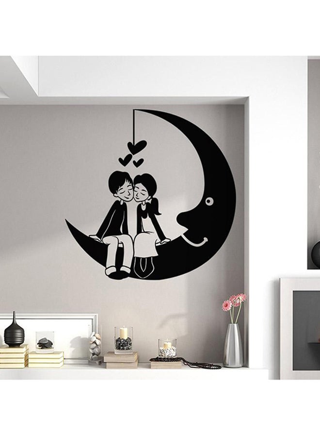 Couple With Moon Self Adhesive Wall Decorative Sticker Black 55 x 55cm 