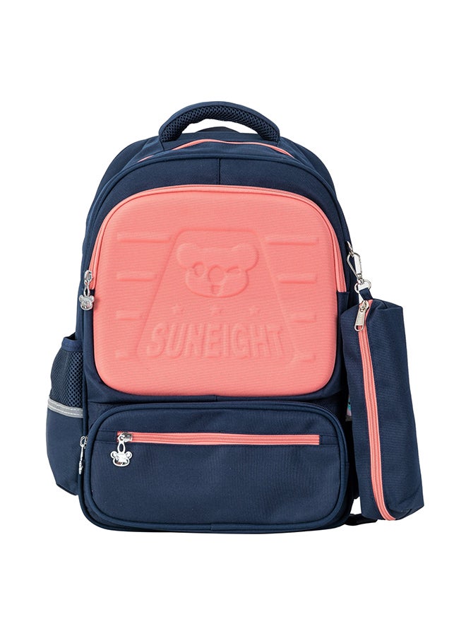 Kids School Backpack With Pencil Pouch Deep Blue/Light Orange  - Image 1