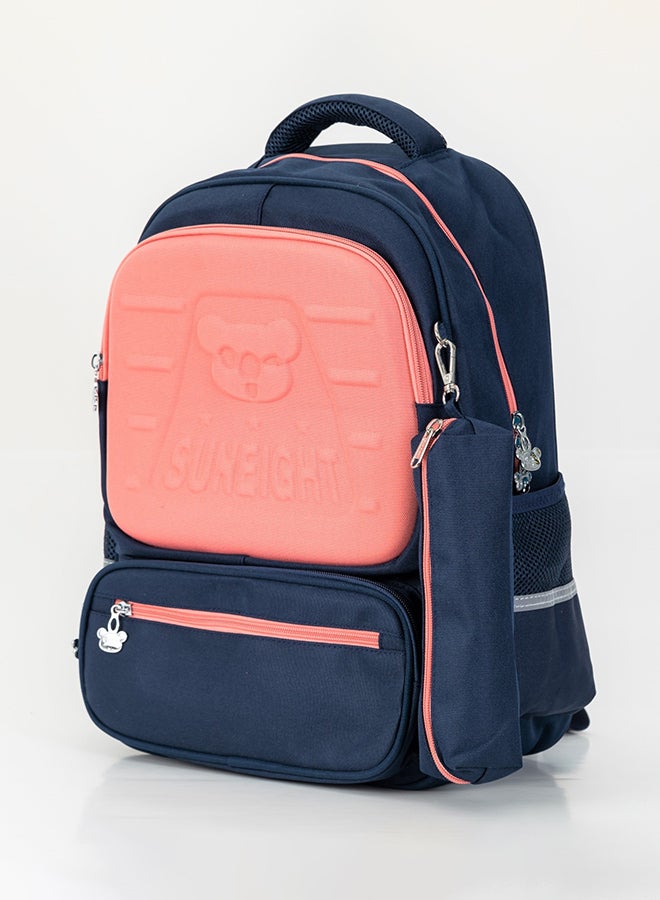 Kids School Backpack With Pencil Pouch Deep Blue/Light Orange  - Image 3