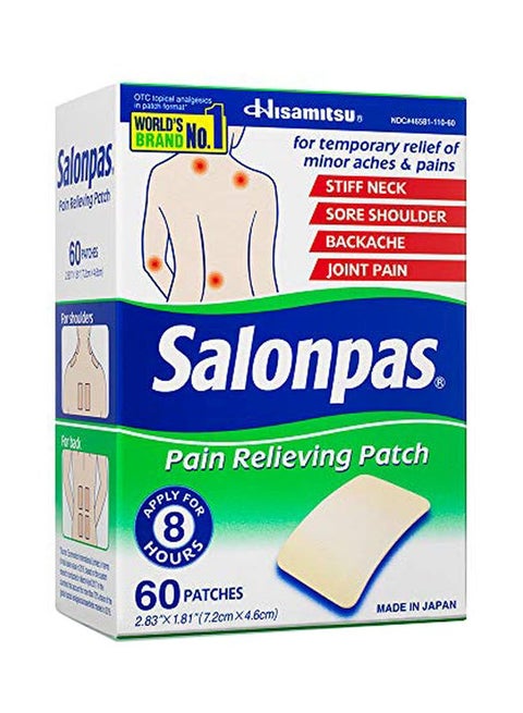 Pain Relieving Patches 60 Pieces- 7.2 x 4.6 Cm