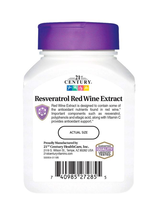 21st CENTURY Resveratrol Red Wine Extract Antioxidant Support Dietary Supplement - 90 Capsules  - Image 2