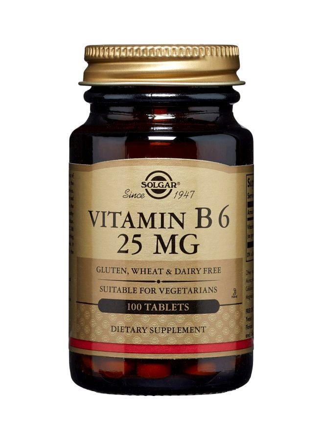 Solgar Vitamin B6 25 mg Dietary Supplement - 100 Tablets - Image 1