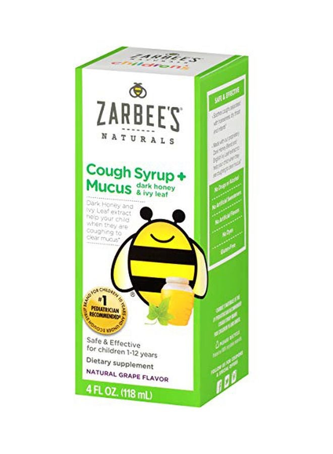 Zarbee's Naturals - Dark Honey Cough Syrup Plus Mucus Dietary Supplement - Grape - Image 1