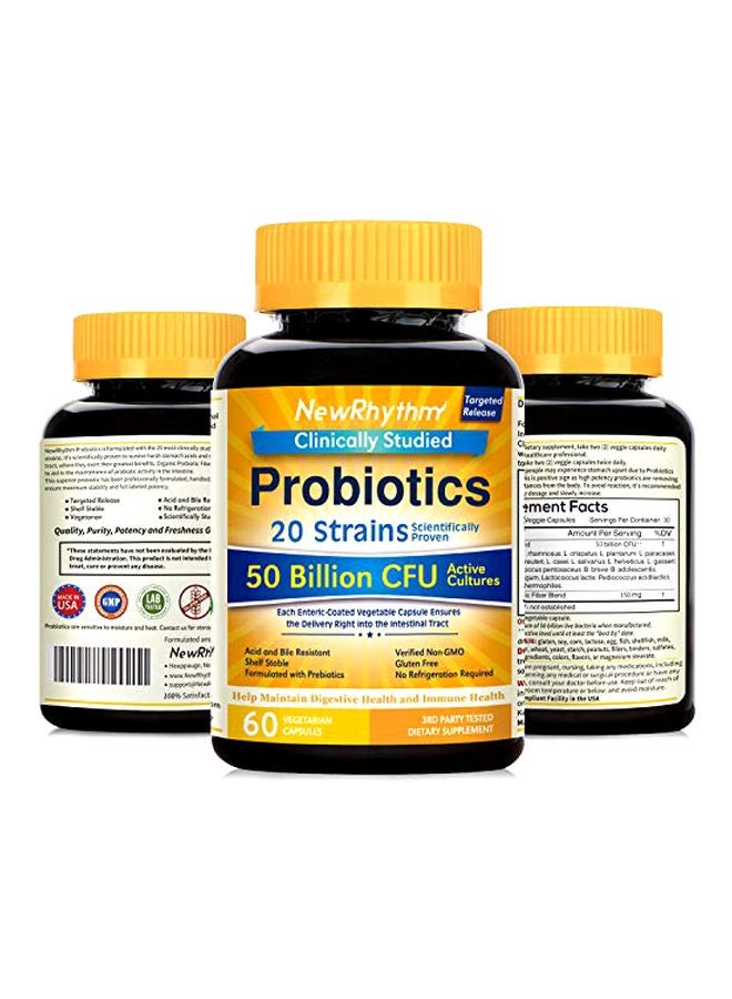 NewRhythm Probiotics 20 Strains 50 Billion CFU Supplement - 60 Vegetarian Capsules - Image 2