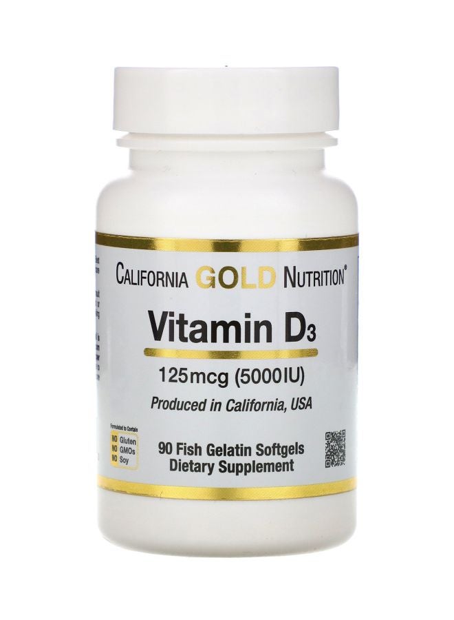 California Gold Nutrition Vitamin D3 Dietary Supplement 125mcg - 90 Softgels 