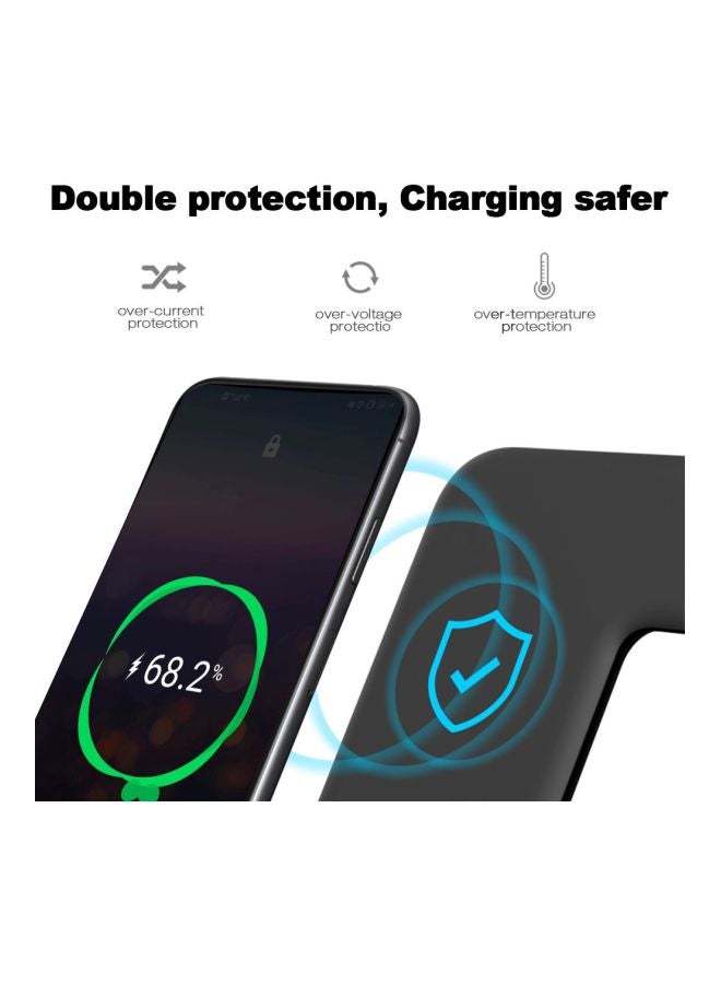 شاحن لاسلكي سريع 3 في 1 للهواتف الذكية أسود - Image 4