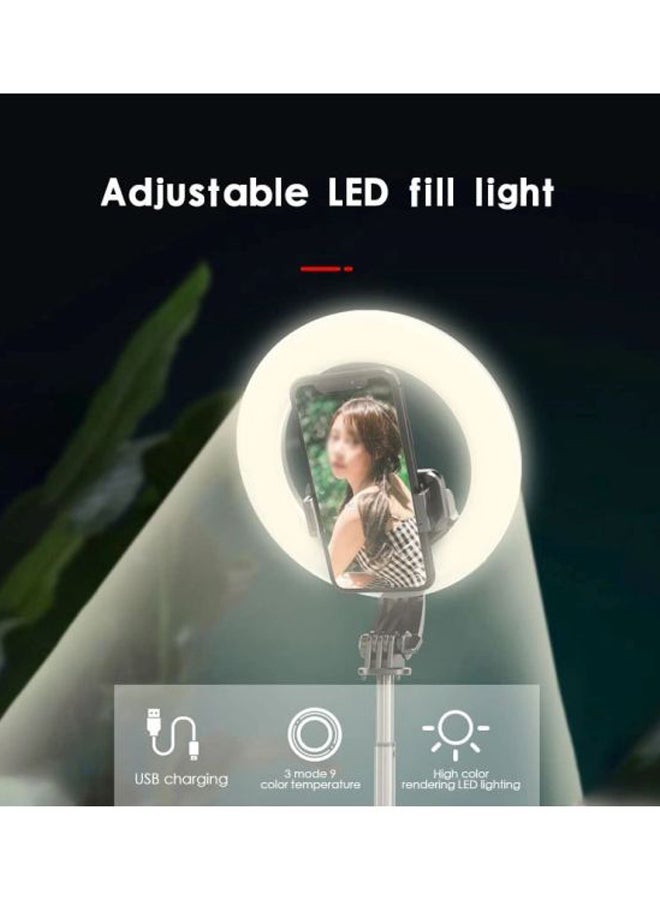 LED Wireless Selfie Stick With Tripod Stand Black/Grey/White - Image 4