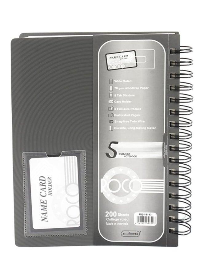 ROCO Single Ruled Soft Cover Notebook Grey/White/Black