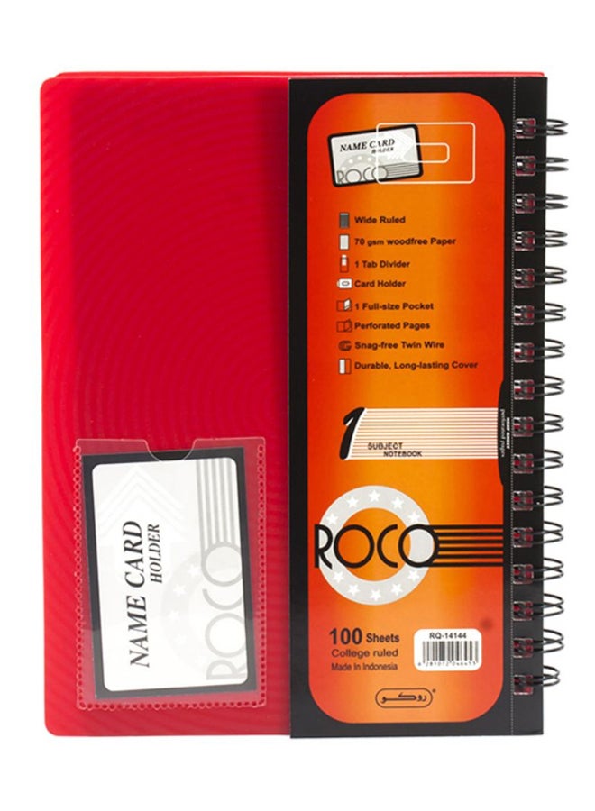 روكو دفتر ملاحظات بغلاف لين وورق مسطر مفرد أحمر/ برتقالي/ أسود