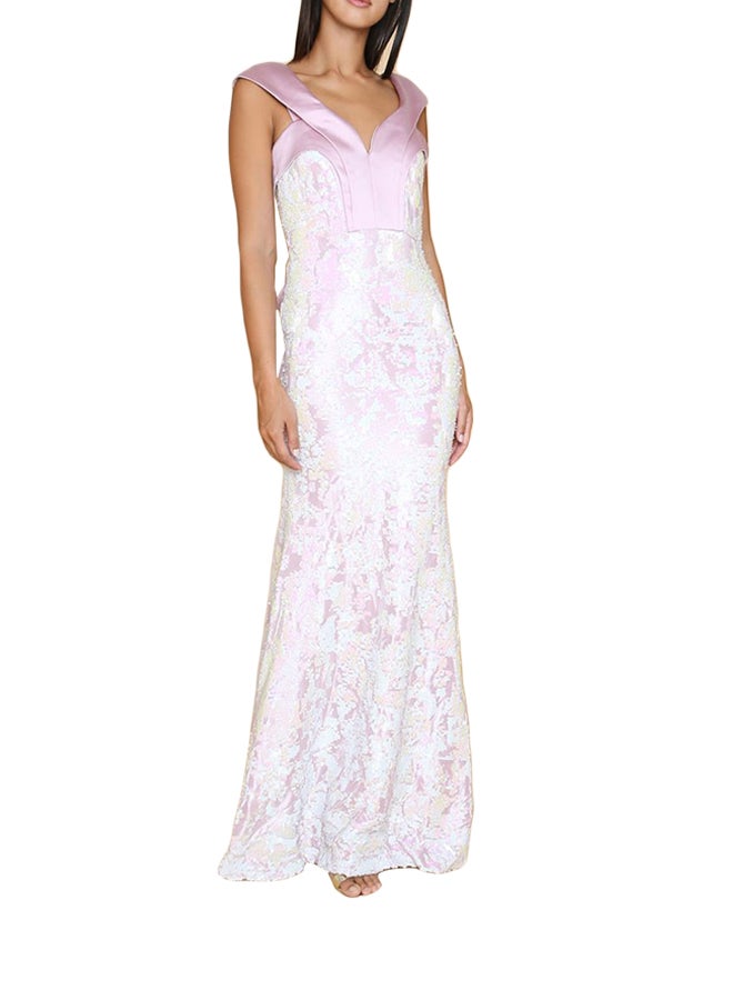 ARIA - Classic Style Drape Detail Dress Pink - Image 1
