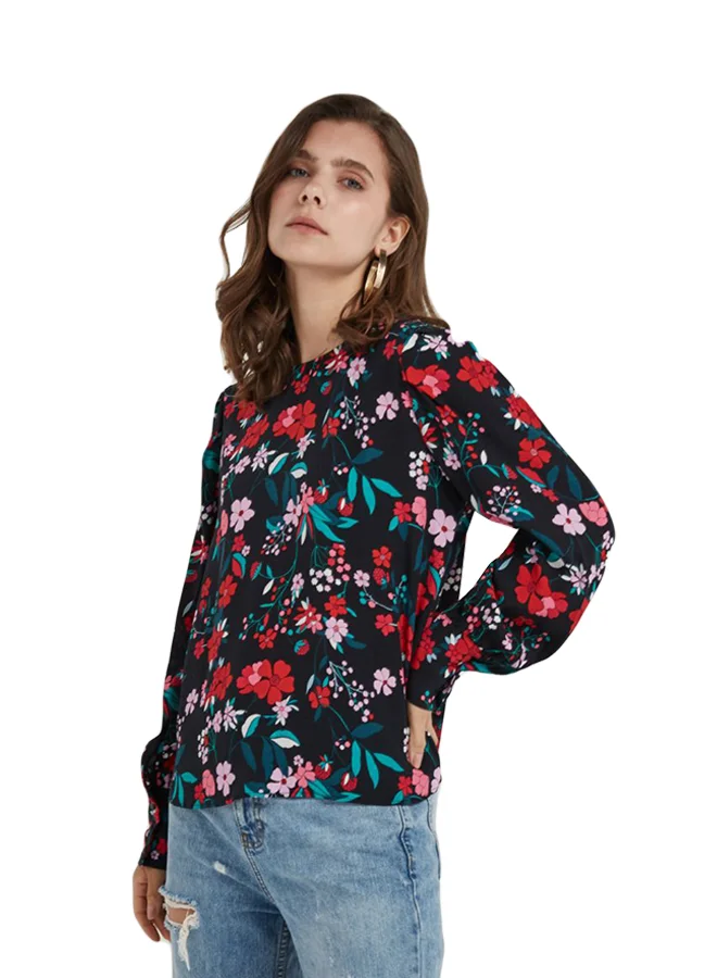 LOST INK Classic Style Floral Print Blouse Multicolour
