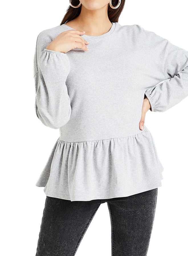 Classic Style Knit Peplum Top Grey - v1597258321/N34221308V_1