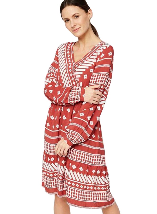 PIECES Ella Long Sleeve Dress Rust  - Image 1