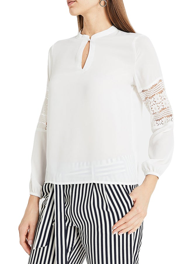 ONLY - Grace Lace Trim Blouse White - Image 1