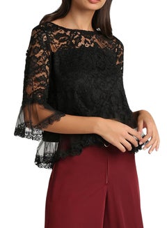 Stock Casual Lace Frill Blouse Black  - Image 1