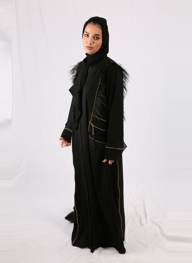 Long Sleeve Abaya Black/Gold - Image 1