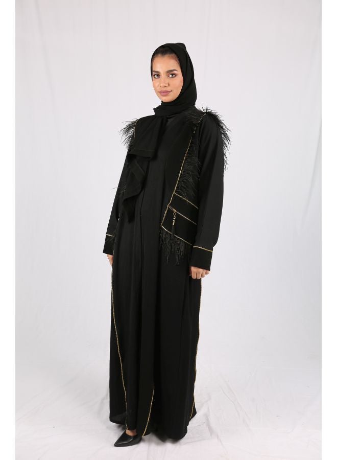 Long Sleeve Abaya Black/Gold - Image 5