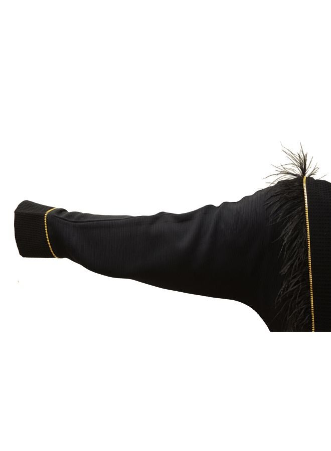 عباية بأكمام طويلة أسود/ذهبي - Image 4