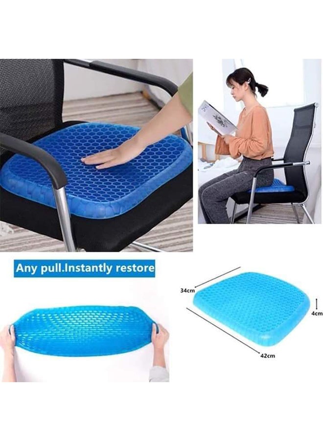 Toshionics - 3D Cooling Grid Mesh Gel Pad Gel Seat Cushion Egg Sitter Cushion Polyester Blue 34x42x4cm - Image 1
