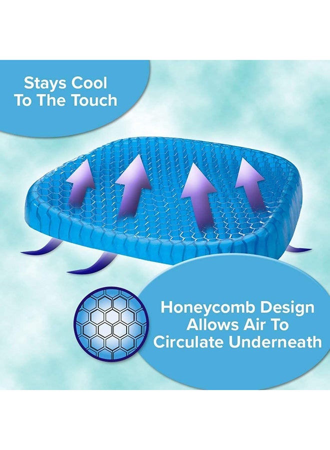 Toshionics - 3D Cooling Grid Mesh Gel Pad Gel Seat Cushion Egg Sitter Cushion Polyester Blue 34x42x4cm - Image 1