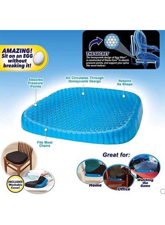 Toshionics - 3D Cooling Grid Mesh Gel Pad Gel Seat Cushion Egg Sitter Cushion Polyester Blue 34x42x4cm - Image 1