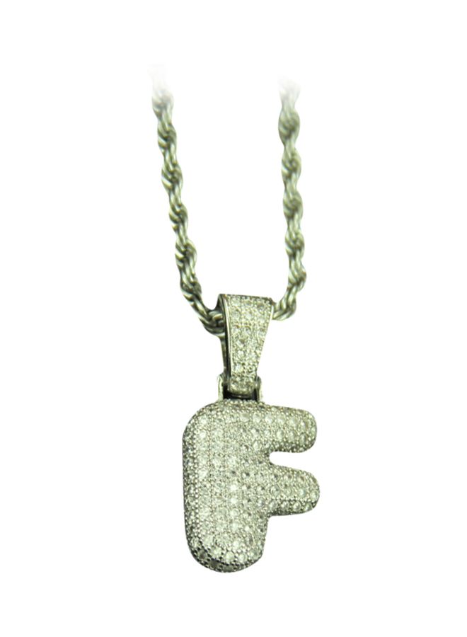 Beauenty - Zinc Alloy Stone Studded English Letter F Design Twist Chain Pendant Necklace - Image 1