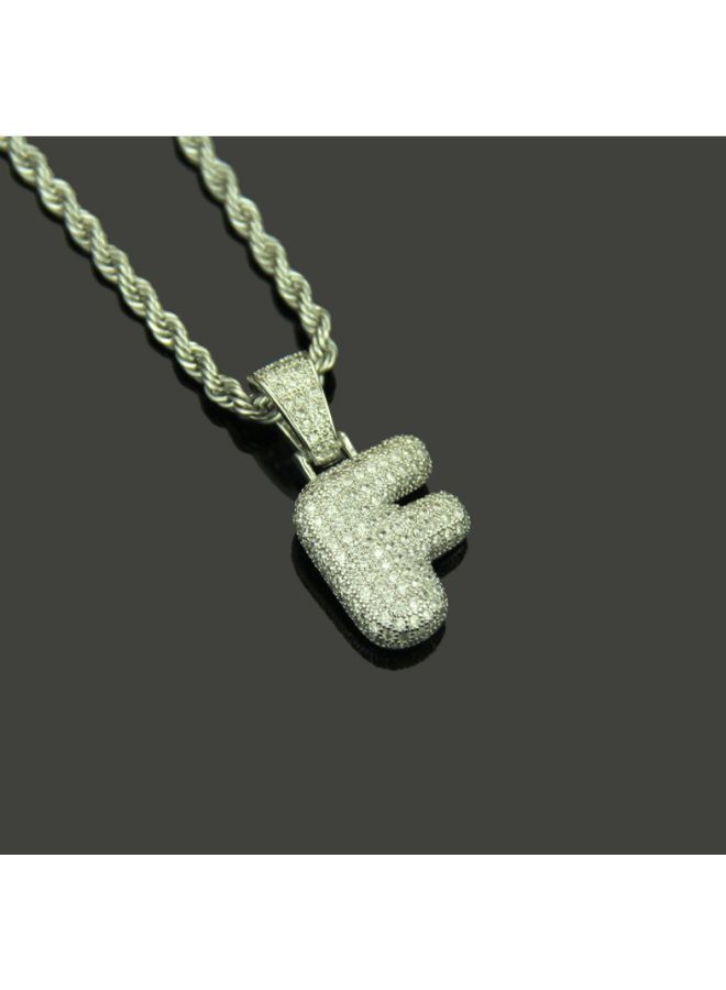 Beauenty - Zinc Alloy Stone Studded English Letter F Design Twist Chain Pendant Necklace - Image 1